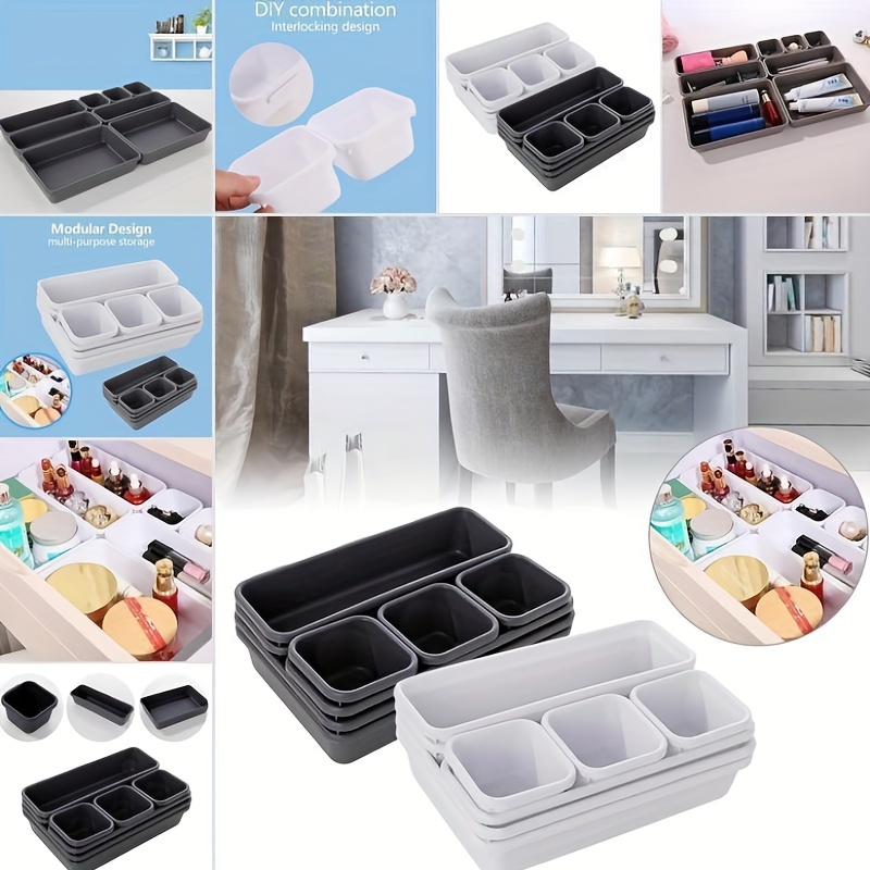 8pcs/set Plastic Drawer Organizer Bins For Home Storage And Organization,  Ideal For Desk Accessories, Makeup, Office Supplies