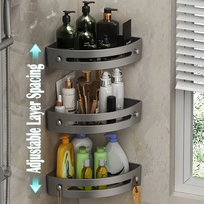 Heavy Duty Corner Shower Caddy With Suction Cups, Bathroom Shower