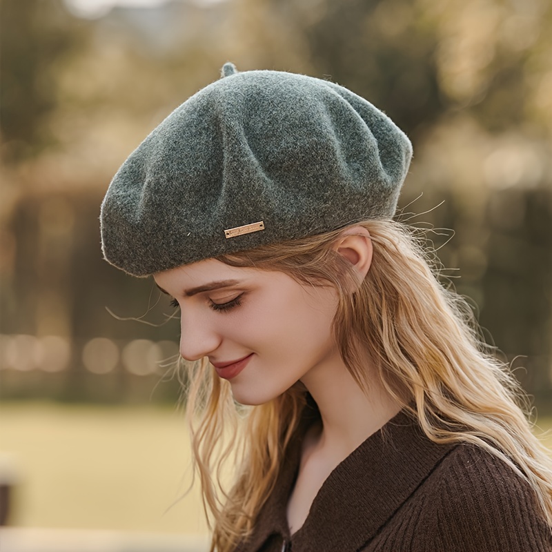 Gorra de invierno para niñas con estilo francés de pintor y gorro tejido de  lana