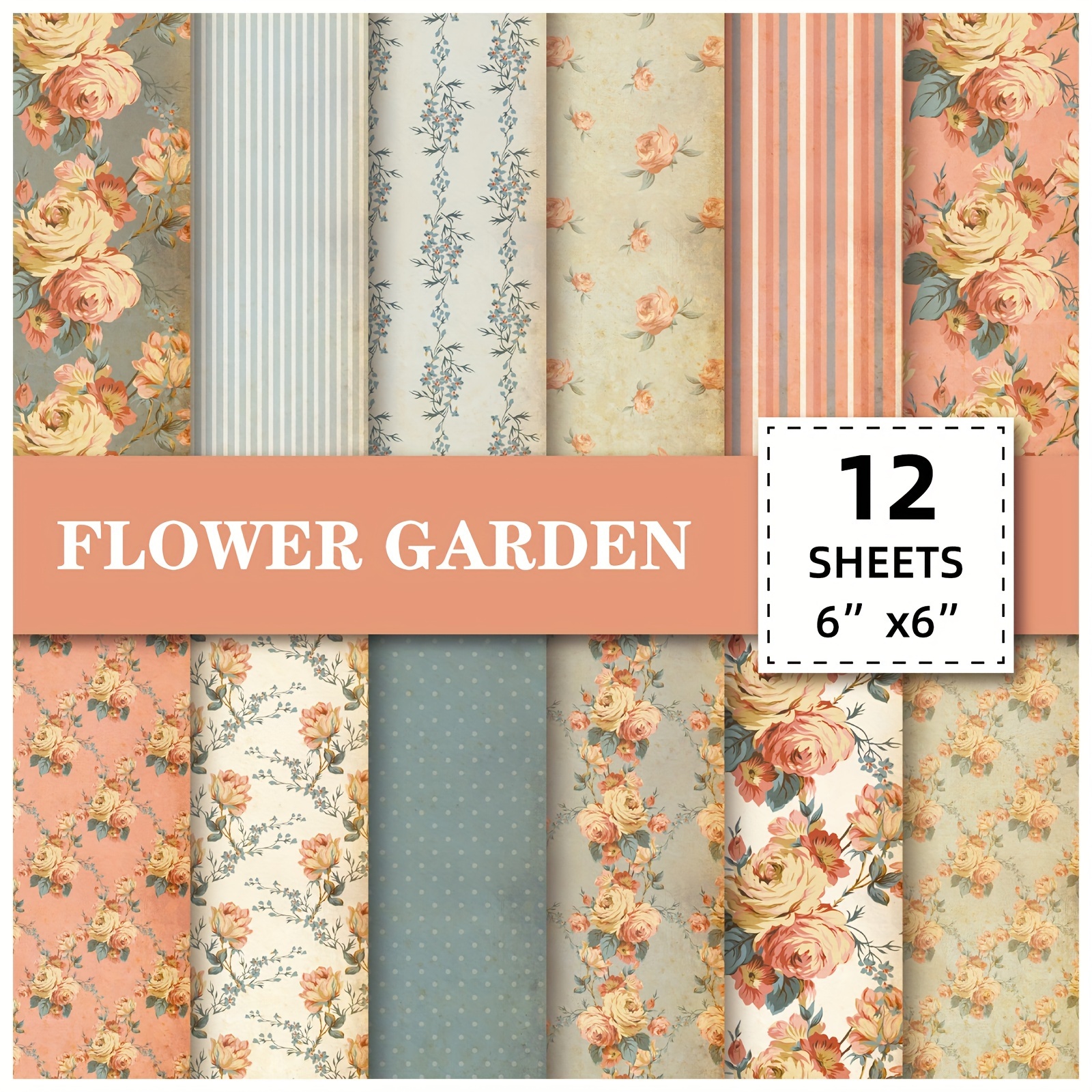 12pcs Flower Series Scrapbook Paper for DIY Photo Album Background