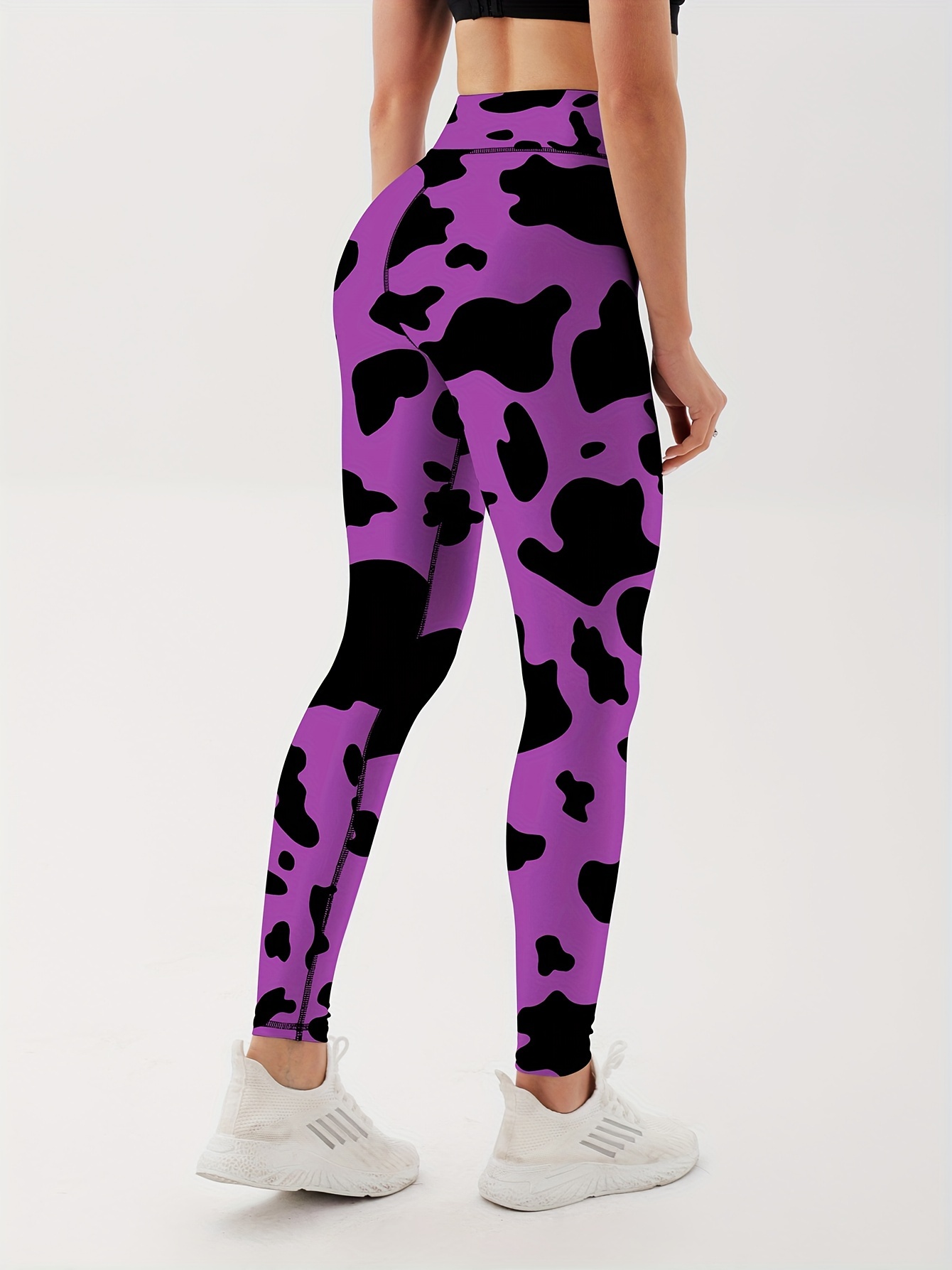 Cow Print Womens Leggings, Cow Yoga Pants, Animal Print Leggings