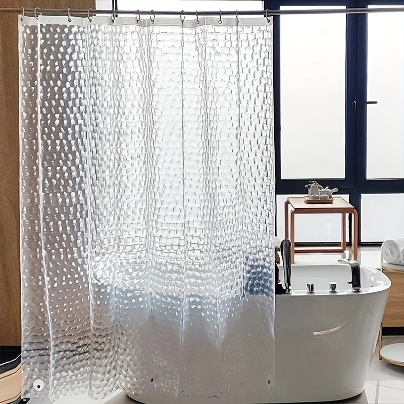  Trimming Shop PEVA - Cortinas de ducha con imanes inferiores,  forro de cortina de ducha transparente resistente con 12 ganchos de cortina,  cortina de baño impermeable, transparente, 70.9 in x 70.9