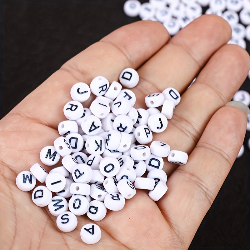 500Pcs Acrylic Round White Vowels Letter Beads Bulk for Bracelets Jewelry  Making Necklace Keychain Sunglasses DIY - 4x7mm