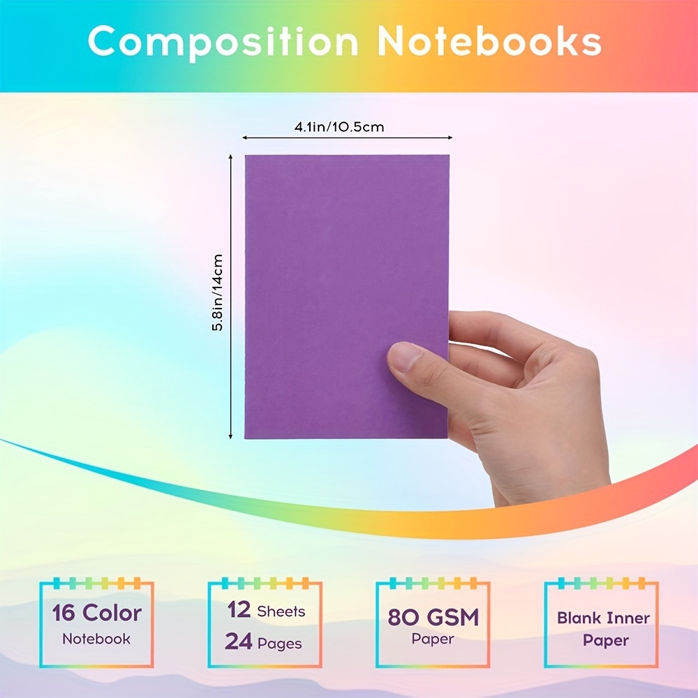 Lined Blank Books - Bright Assorted Colors Package of 24 (4.25 x