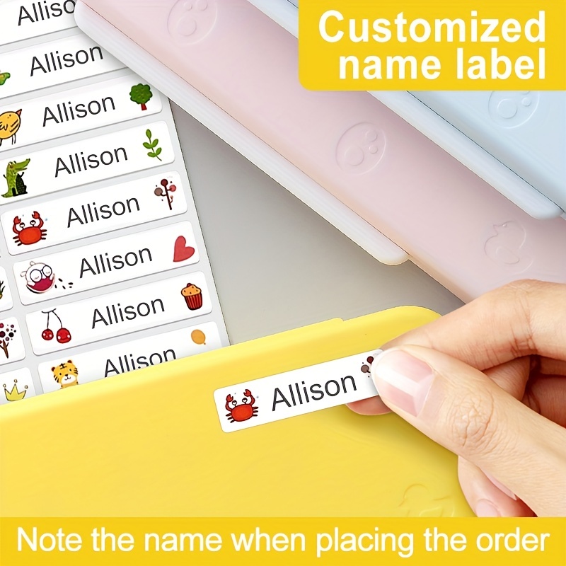 100 Pcs Personalized Name Labels for Kids School Supplies Custom Name  Stickers for Kids Waterproof for Daycare, Water Bottle, Lunch Boxes, School
