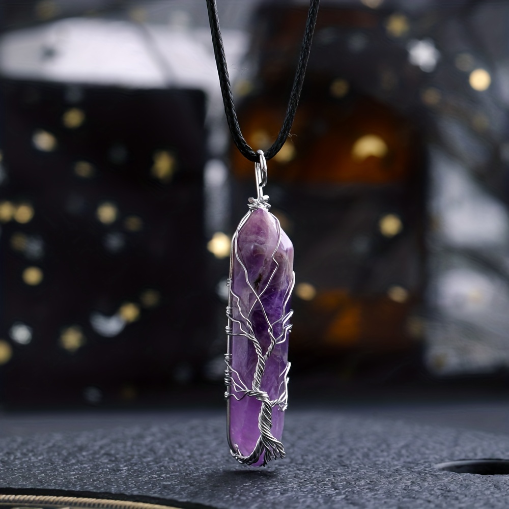 7 CHAKRA AMETHYST NECKLACE Crystals for Chakras Spiritual Jewelry Healing  Crystal Pendant Protection Amulet Raw Amethyst Point 