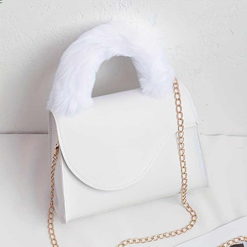 Mini Braided Detail Flap Square Bag Minimalist White