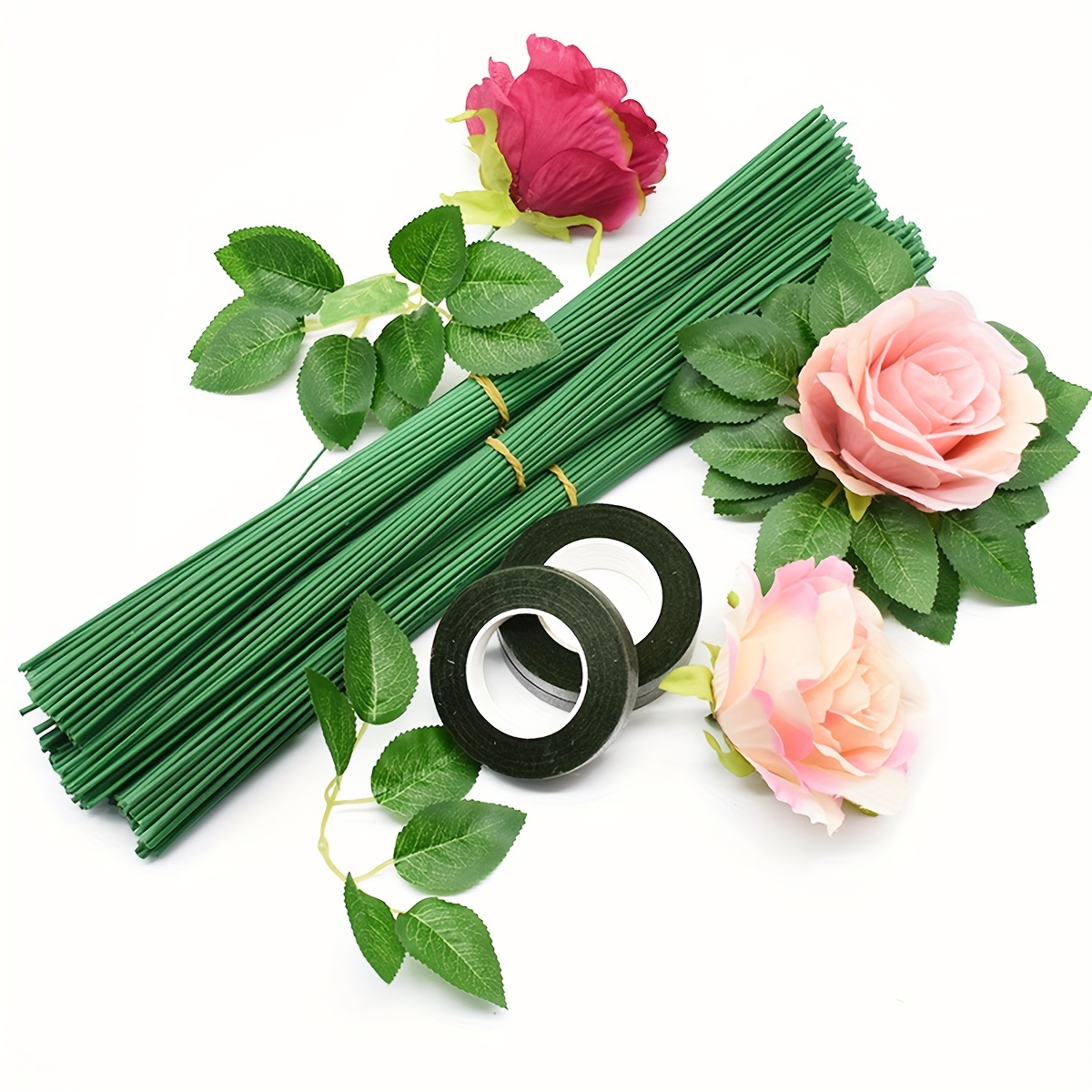 50pcs Artificial Flower Stems For Diy Handmade Bouquet Flower Leaf Vein  Wedding Home Decoration