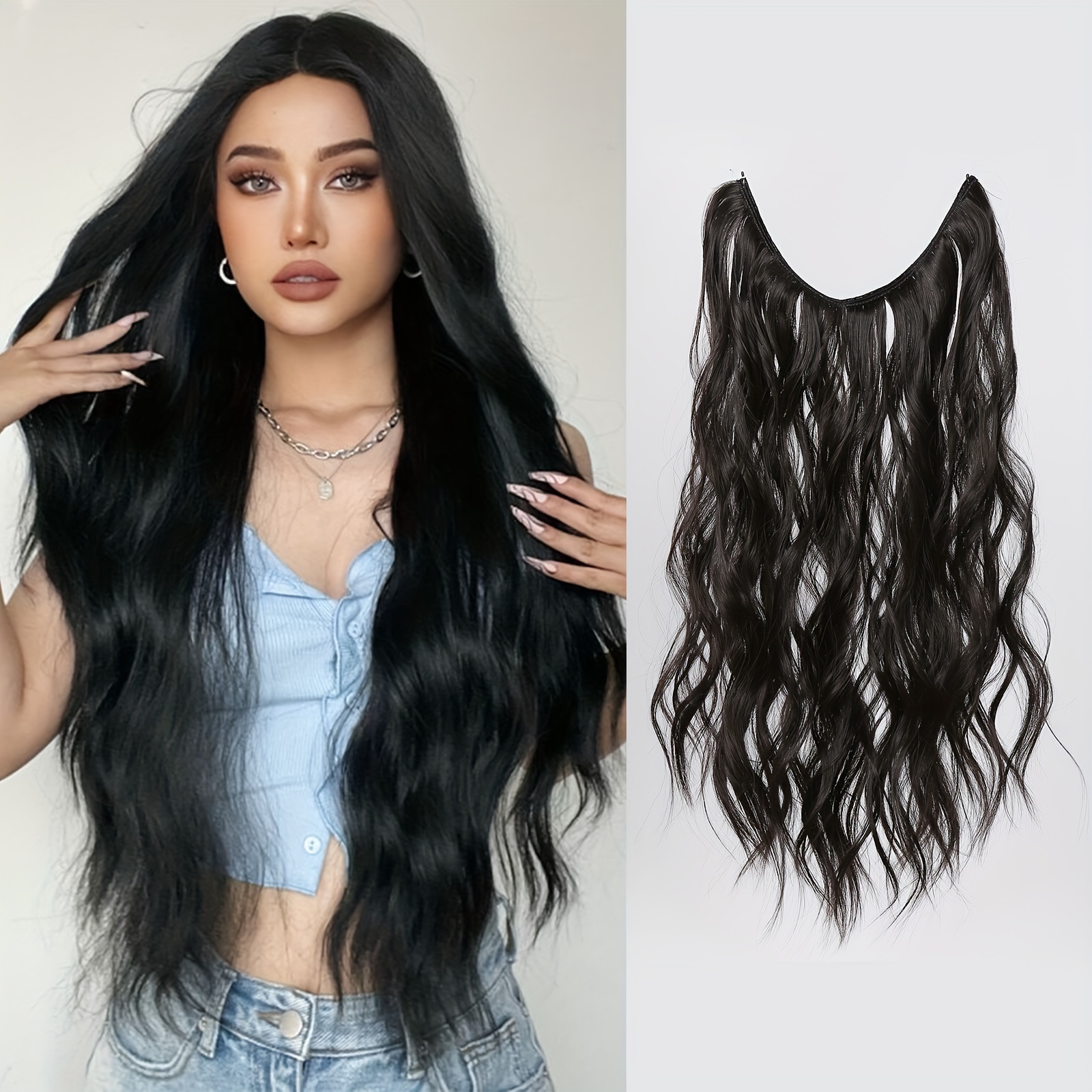 Extensions Invisible Wire Hair Extensions - Temu