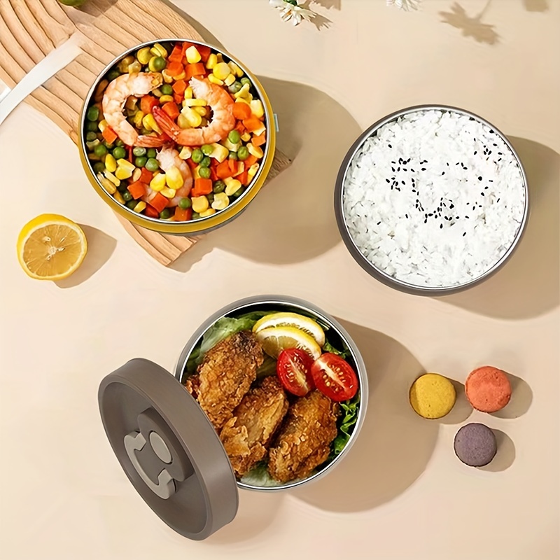 Single Round Stainless Steel Lunch Box, Dining Box, Microwave Safe Bento Box  With Fork And Spoon, For Kids & Office Use, Leakproof Food Container, For  Students,boys,girls And Adults At School,canteen, Home Kitchen