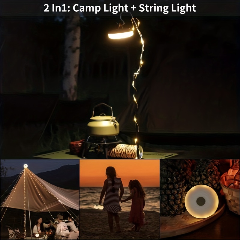 Camping-lichterkette, Wiederaufladbare 2-in-1-usb-lichterkette, Tragbare  Camping-lichterkette, Robuste Zelt-lichterkette, Geeignet  Outdoor-wandercamping Gartendekoration, Rabatte