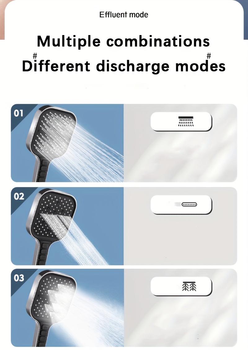 high pressure shower head with handheld 7 mode shower heads with 59 extra long stainless steel hose adjustable bracket   tile pets Product details 4