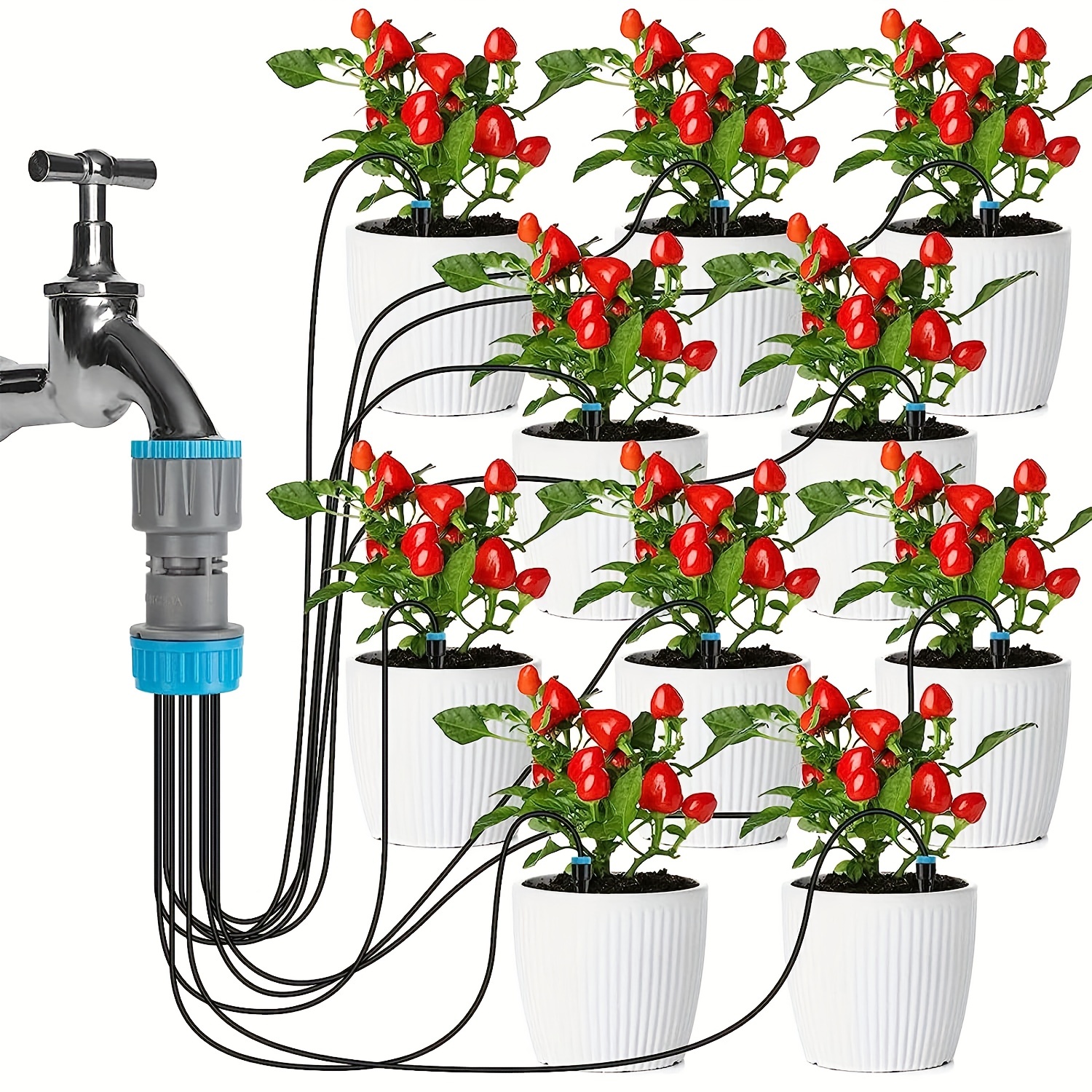 

1 Set Garden Automatic Watering Device, Gardening Irrigation System, Drip Seepage Device With 10 Dripper Head Kit For Greenhouse Balcony Pot Plants Accessories (threaded Connection: 1/2" (20mm)