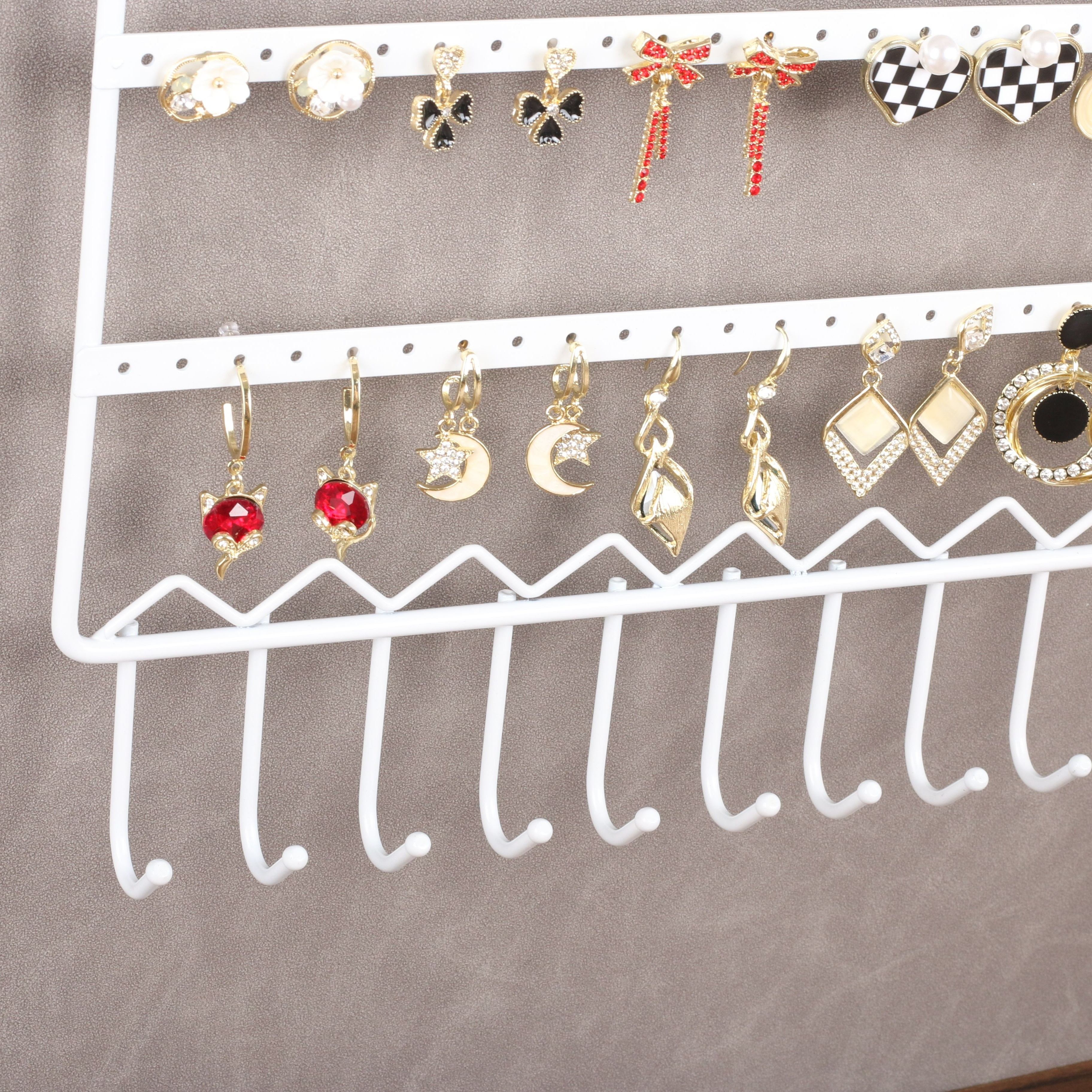 Organizador de joyas de pared con 10 ganchos, soporte para colgar pendientes,  collar, estante de exhibición, colgador de joyas