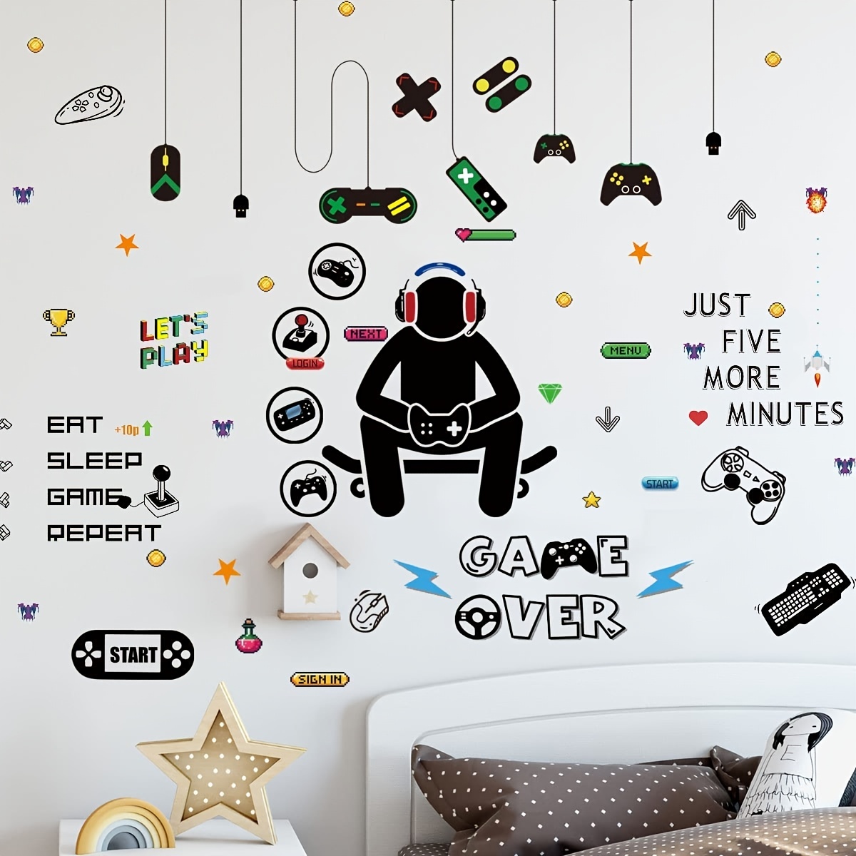 1pc sticker mural Mur Autocollant Gamer contrôleur de joueur