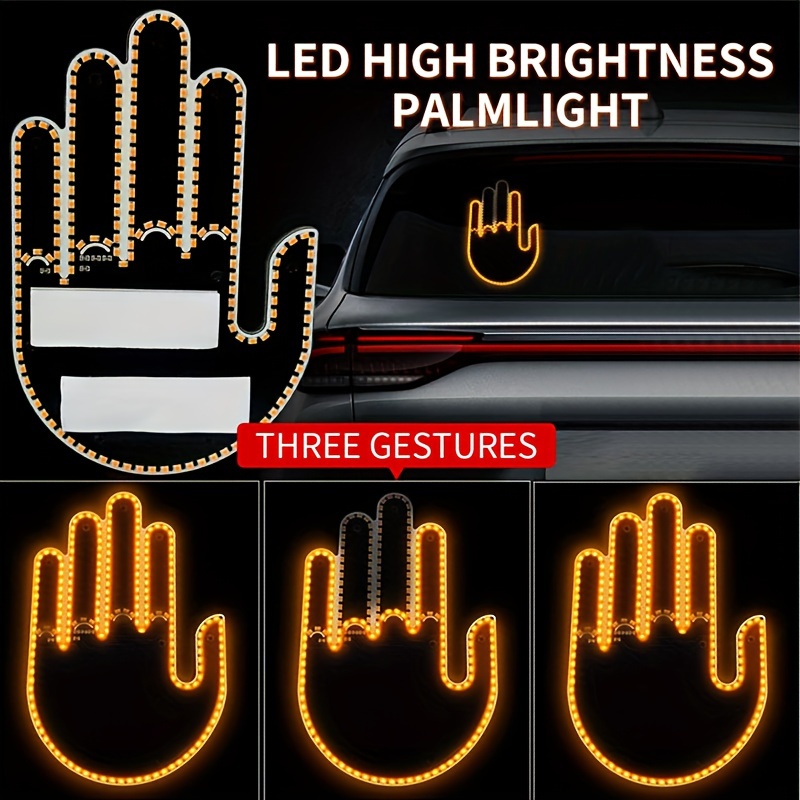 Car LED Fun Interactive Gesture Palm Finger Light Remote Control Warning  Lamp - PrettylifeStylez
