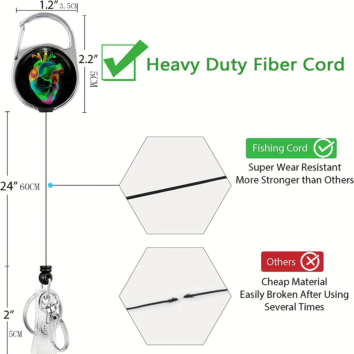 Funny Heart Badge Reel Retractable Heavy Duty 360° Swivel - Temu