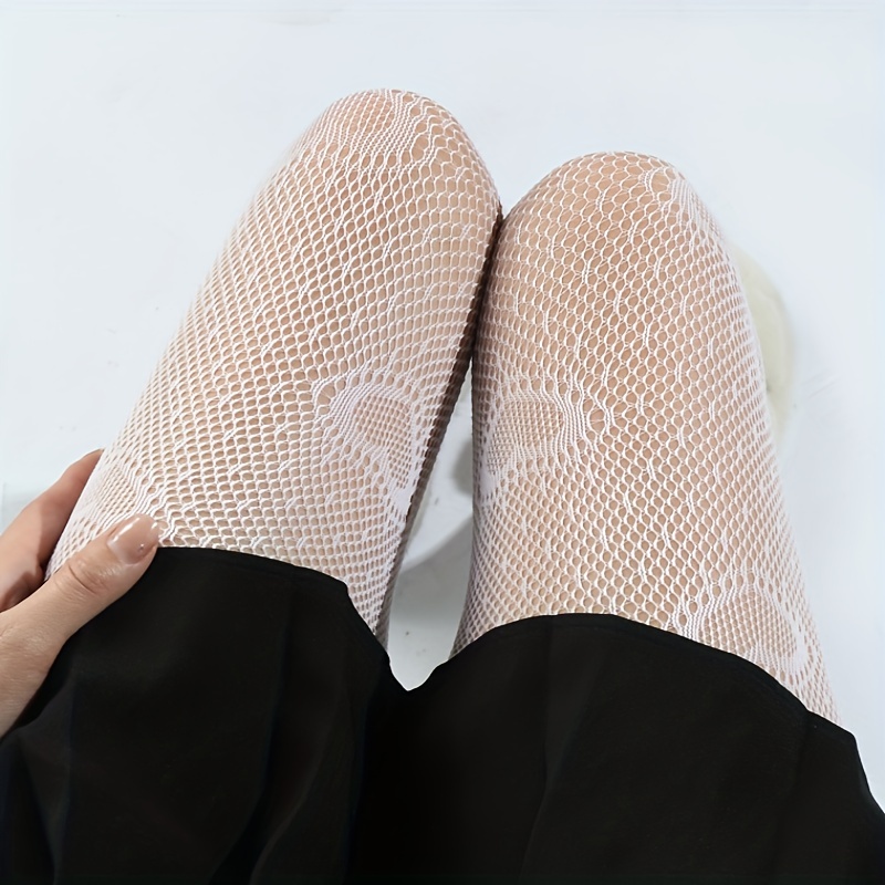 WIFORNT Women's White Fishnet Stocking High Waist Tights Fishnet Tights  Hollow Out Pantyhose 