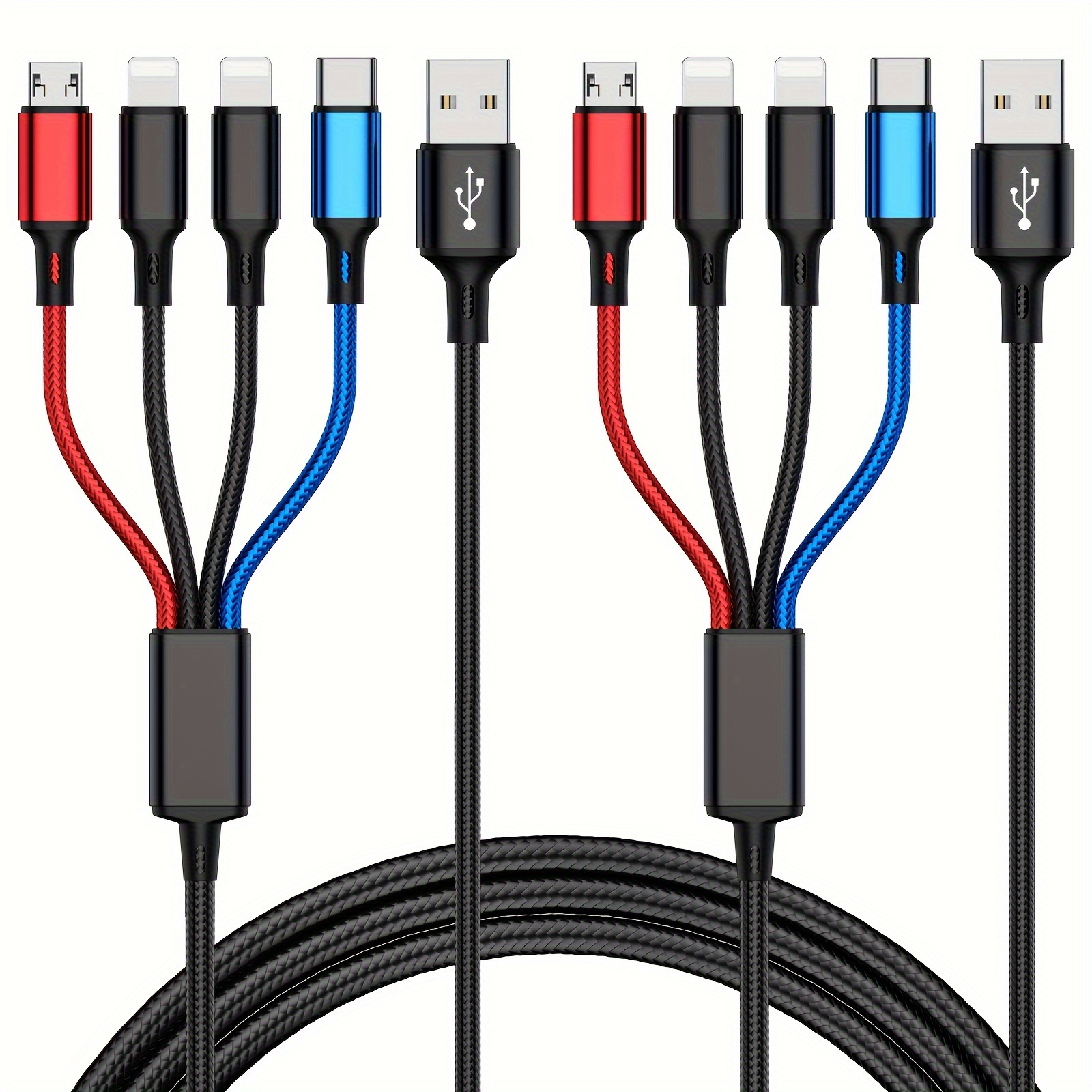 Cable Cargador Múltiple USB 4ft Largo Cable Carga Teléfono 3en1 paquete de 3