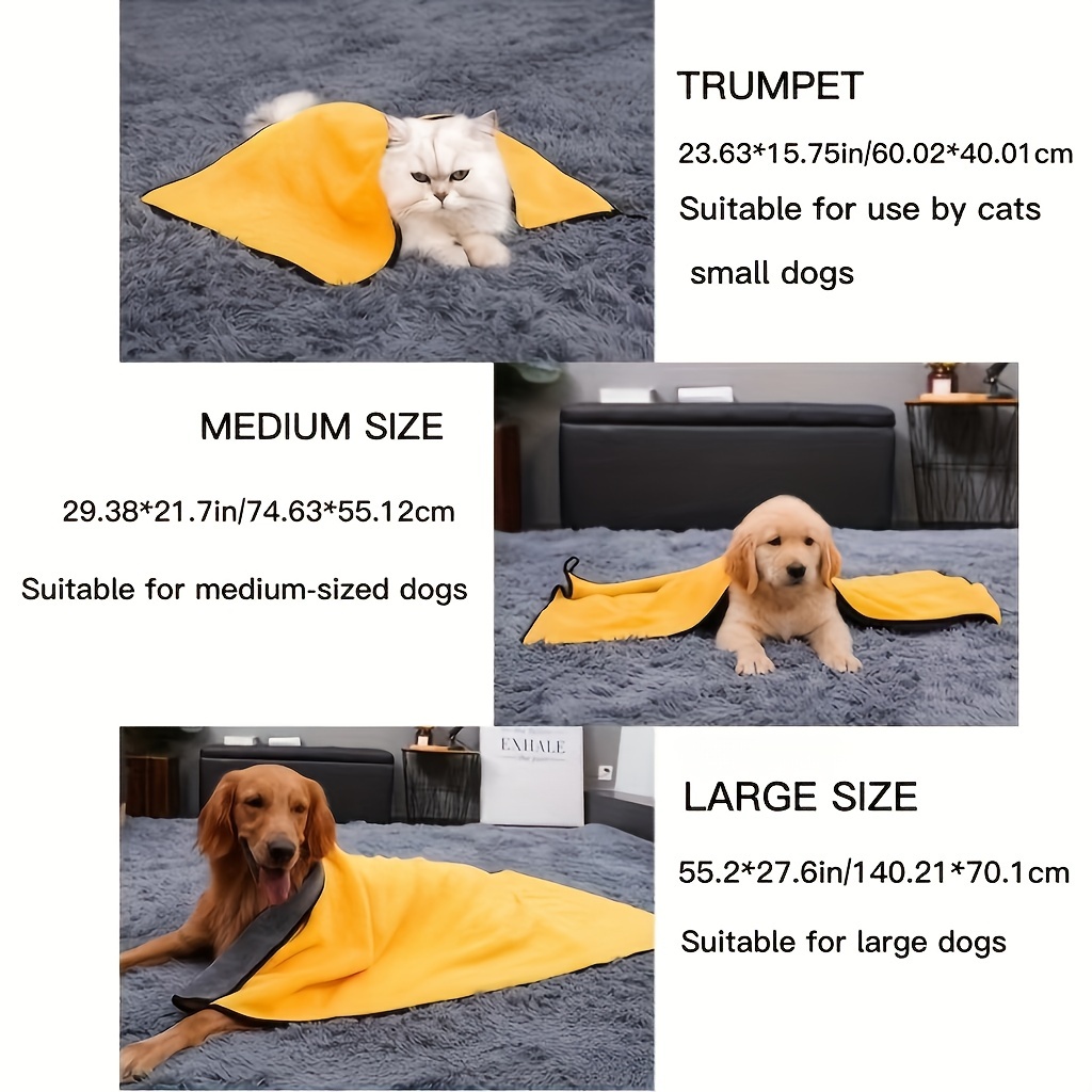 Microfiber Pet Bath Towel for Small Dogs and Cats Yellow Grey