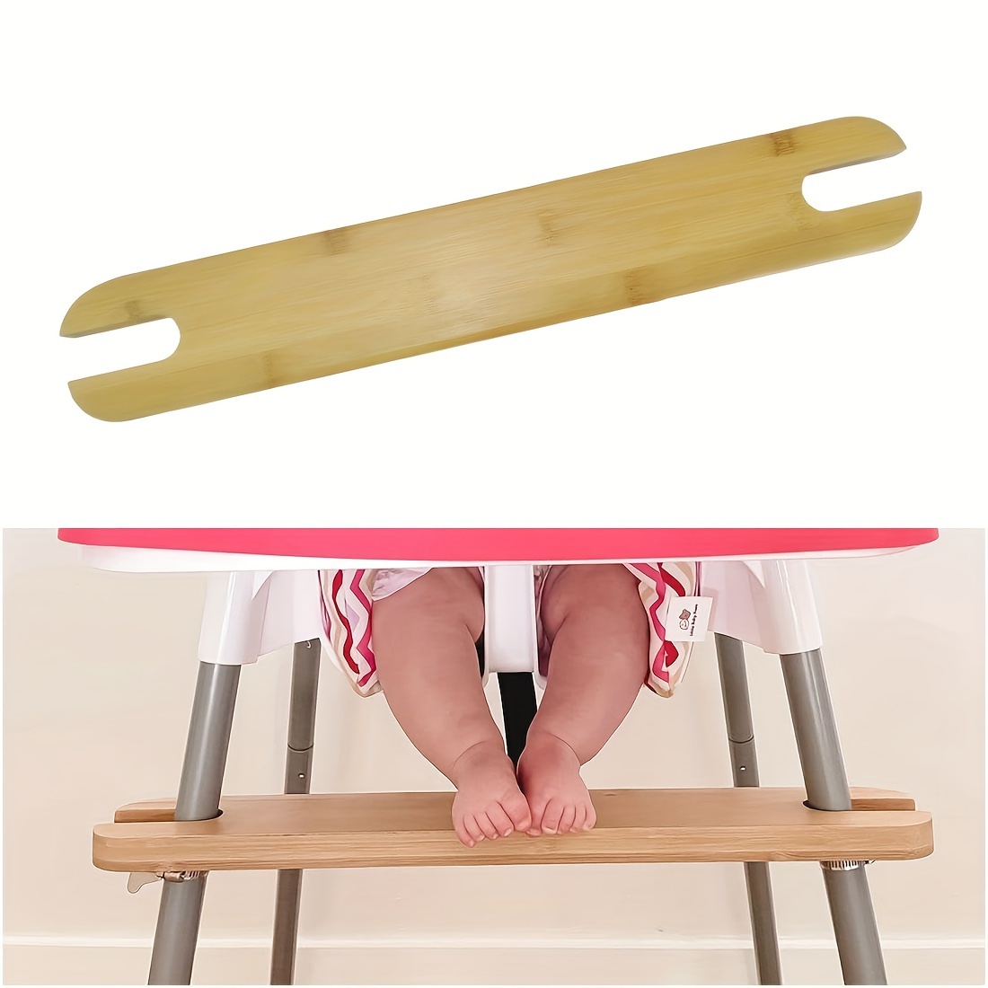 High Chair Footrest, Non-slip Adjustable Bamboo Wooden Foot Rest For High  Chair, Footrest With 4 Rubber Rings, Compatible With Antilope Ikea  Highchair Accessories - Temu