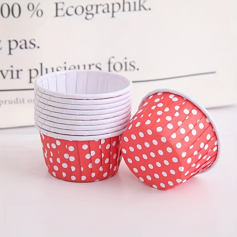 

50pcs, Disposable Muffin Cups, Polka Dots Pattern Cupcake Cups, Heat Resistant Paper Cupcake Liners, Muffin Molds, Baking Tools, Kitchen Gadgets, Kitchen Accessories