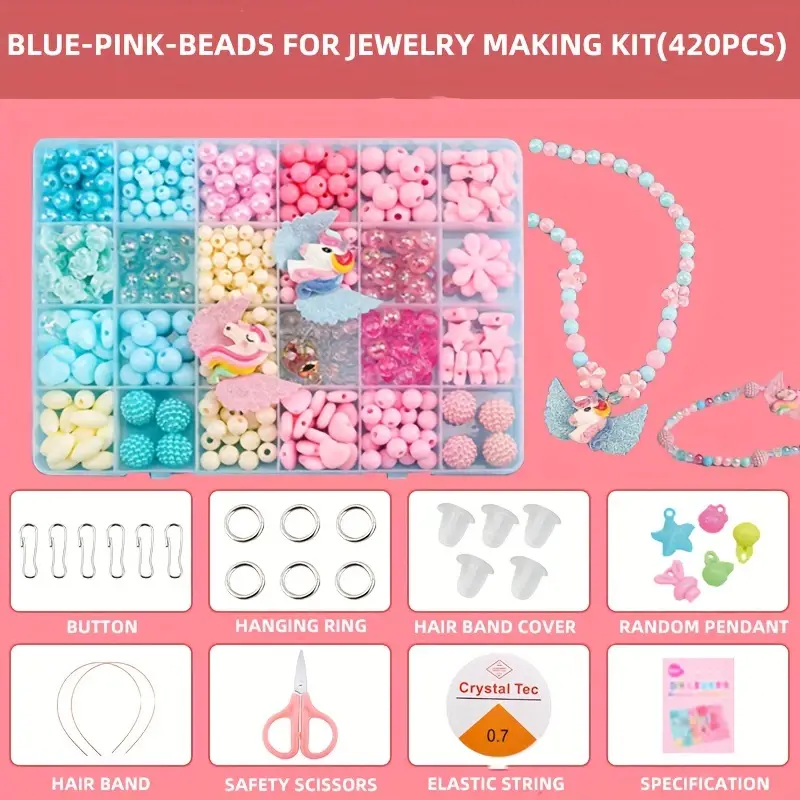 Colorful Beads Jewelry Making Kit For Girls Colorful Snap - Temu United  Arab Emirates