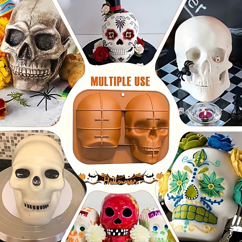 Webake Skull Cake Mould Halloween Silicone Moulds Skull Jelly Moulds 30 x 25cm Cake Tins for Baking for Halloween Party Decorations, 1 Pack