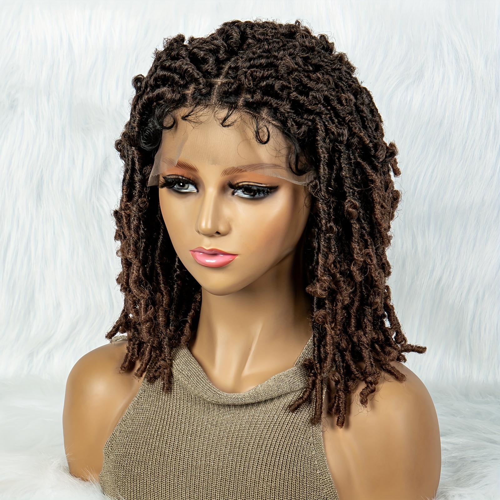 Lace Front Knotless Braided Wigs for Black Women Short Bob Box Braided Wigs  with Baby Hair Synthetic Embroidery Lace Frontal Box Braid Wig with Boho  Curls Hair(16 Inch) : : Beauty 