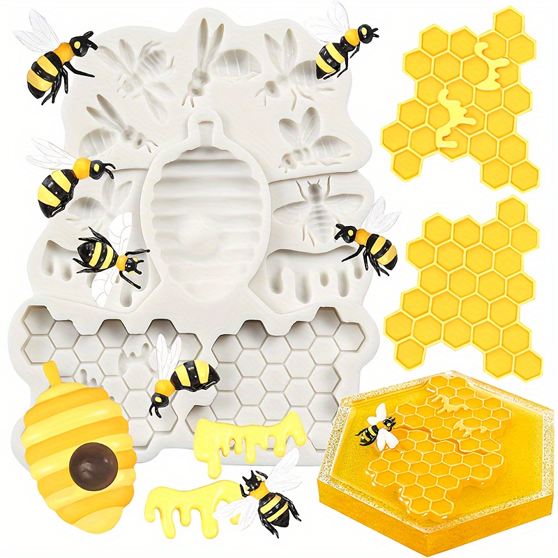 Moldes de silicona de abeja – Moldes redondos de silicona para jabones  caseros, barra de loción, gelatina, bomba de baño, cera de abejas, resina