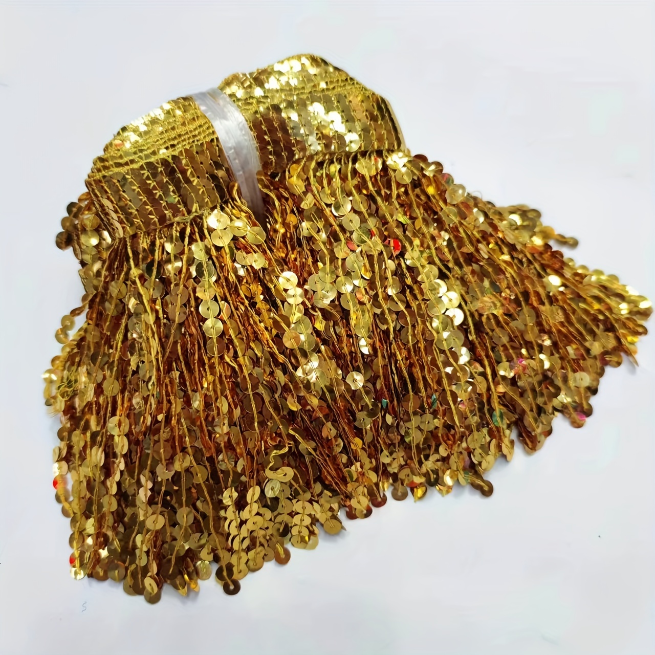 6 Glitter Chainette Fringe Trim (Sold by The Yard) (Metallic Gold) | Trims by The Yard