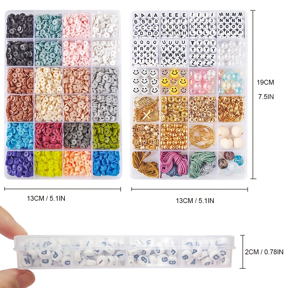 Clay Beads 7200 Pcs 2 Boxes Bracelet Making Kit 24 Colors Polymer Clay Beads  for Bracelet Making Jewelry Making Kit With Gift Pack 