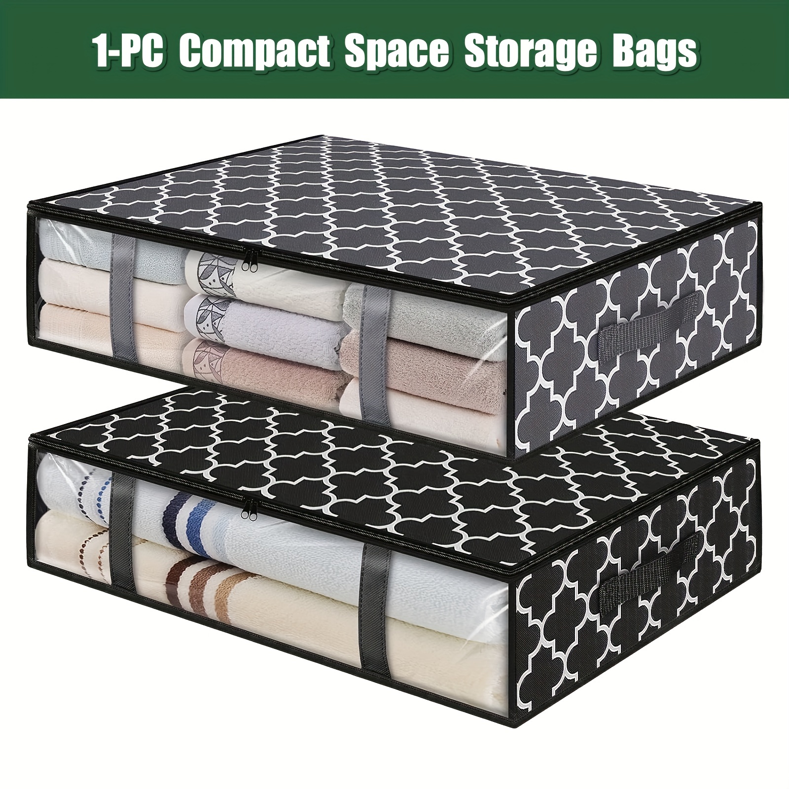 Compactor Underbed Storage Bag, Extra Flat Underwear Organizer - Basic Gray