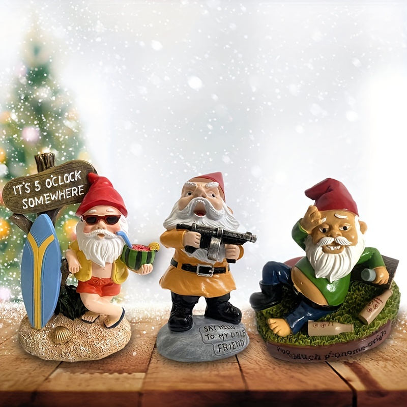 Garden Dwarf 3d Ornaments Dwarf Yellow Dwarf Gun Christmas - Temu