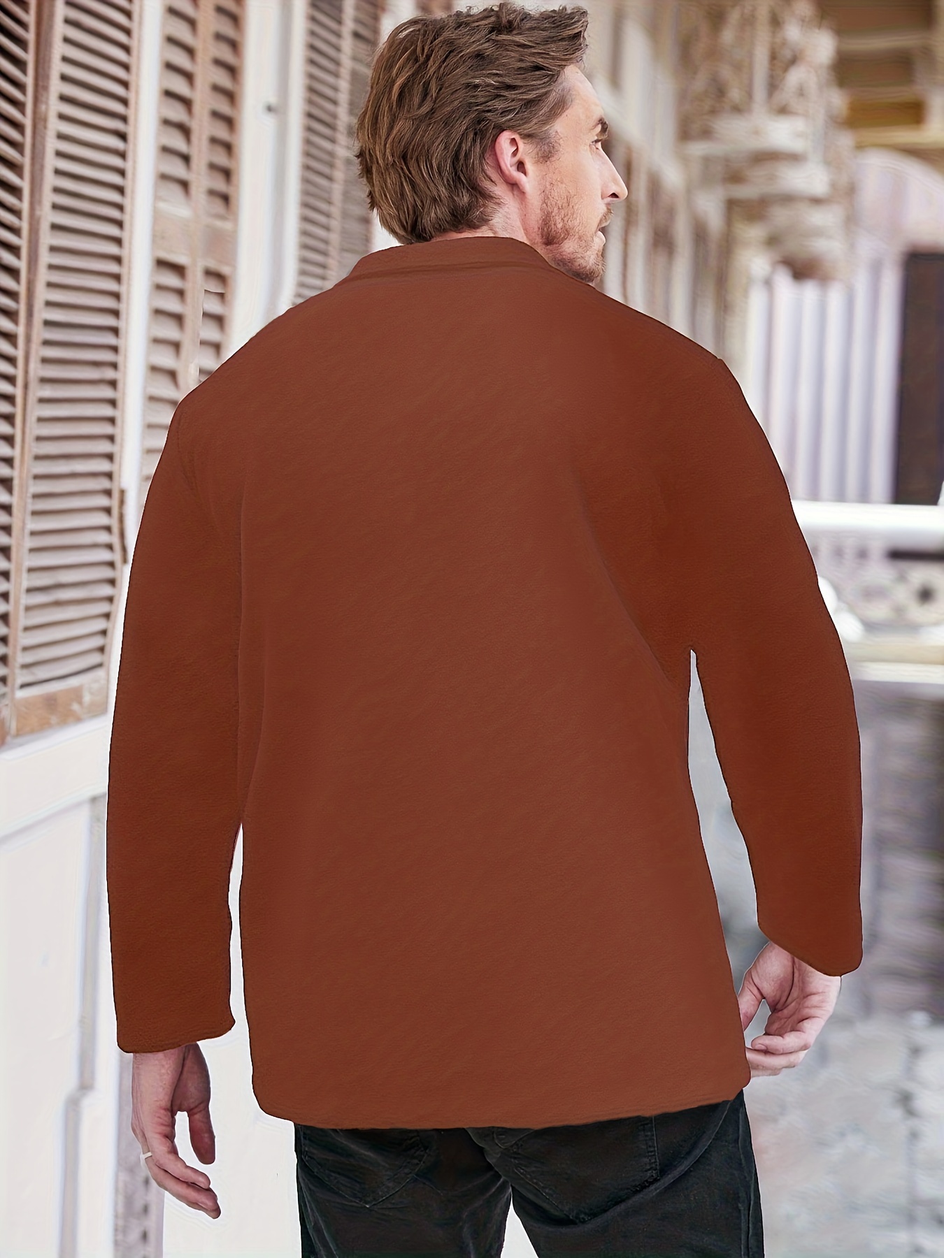 Men's Fashion Solid Fleece Jacket Pockets Spring/autumn - Temu