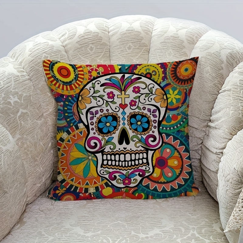 Comprar Funda de cojín con calavera de azúcar para el Día de los