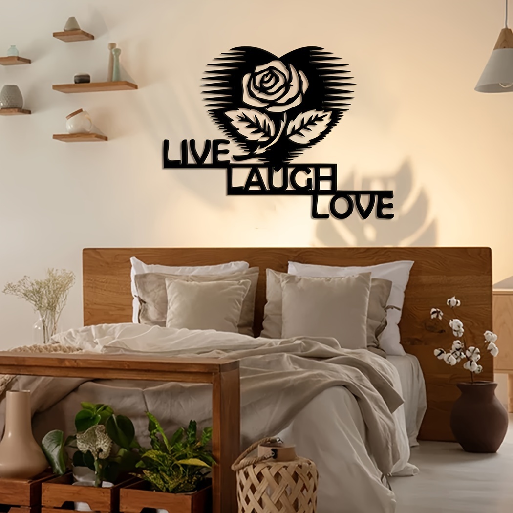 Flower Live Laugh Love Home Decor Sign Metal Wall Art Wall - Temu
