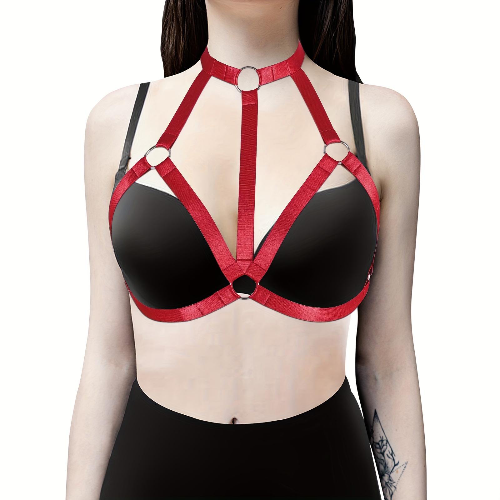 New Sexy Plus Size Lingerie Harness Cage Bra Exotic Halter Neck