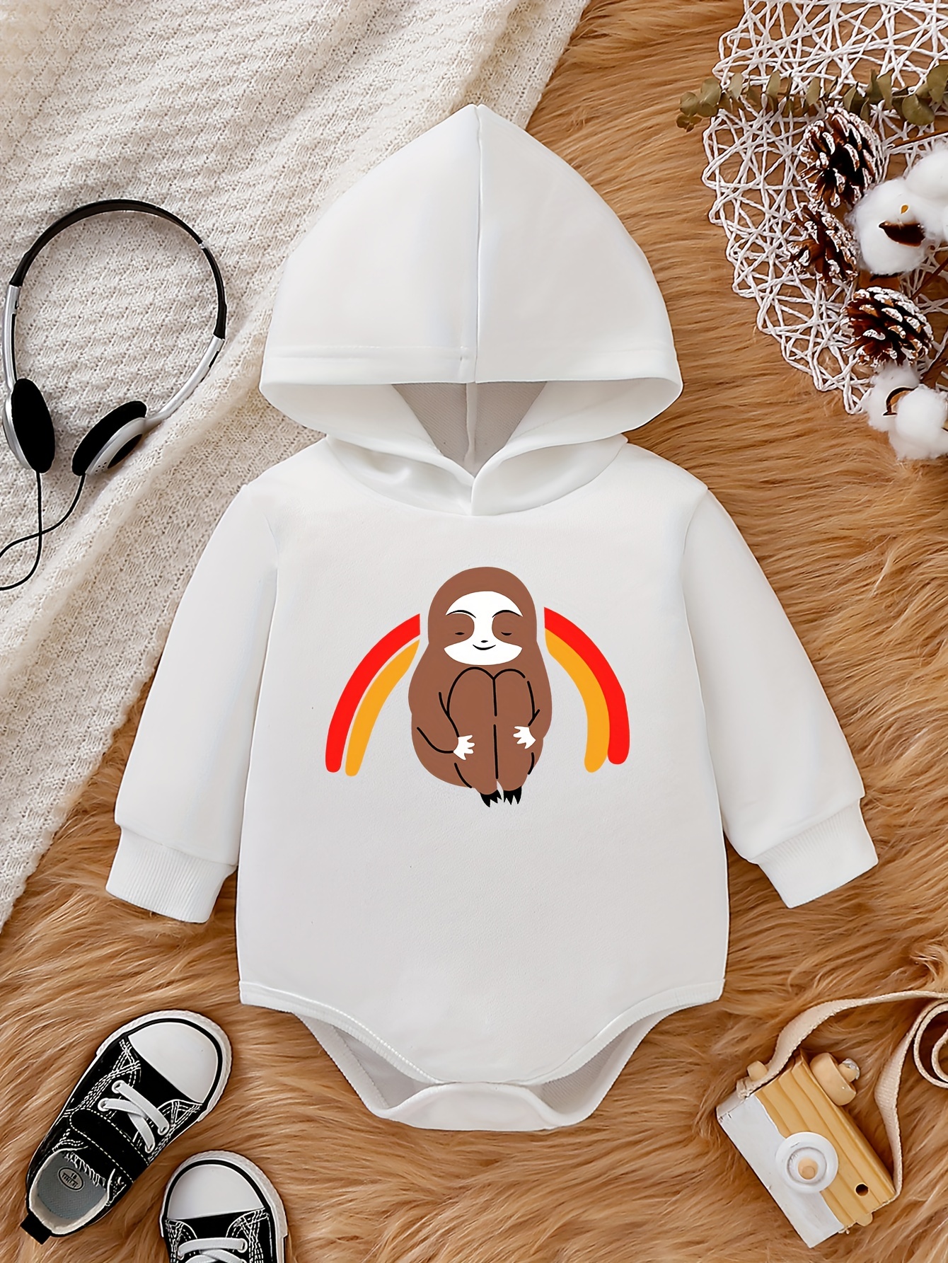 Cute Cartoon Sloth And Rainbow Print Newborn Baby Boys And - Temu New  Zealand