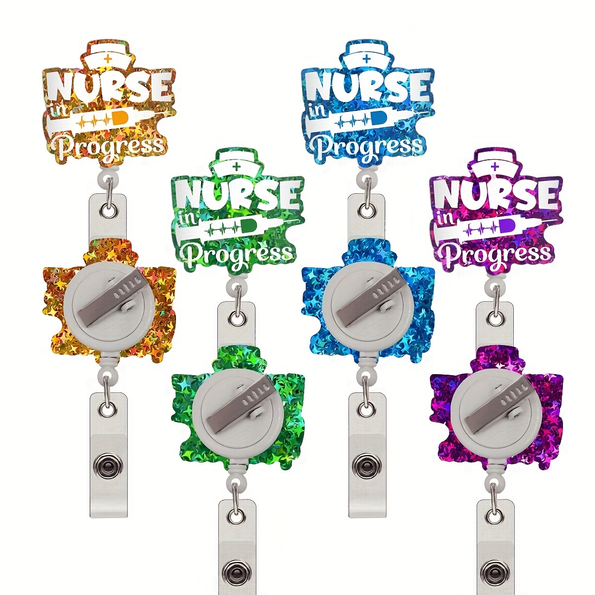 Nurse Black Retractable Glitter Badge Reel Rotating Belt - Temu Canada