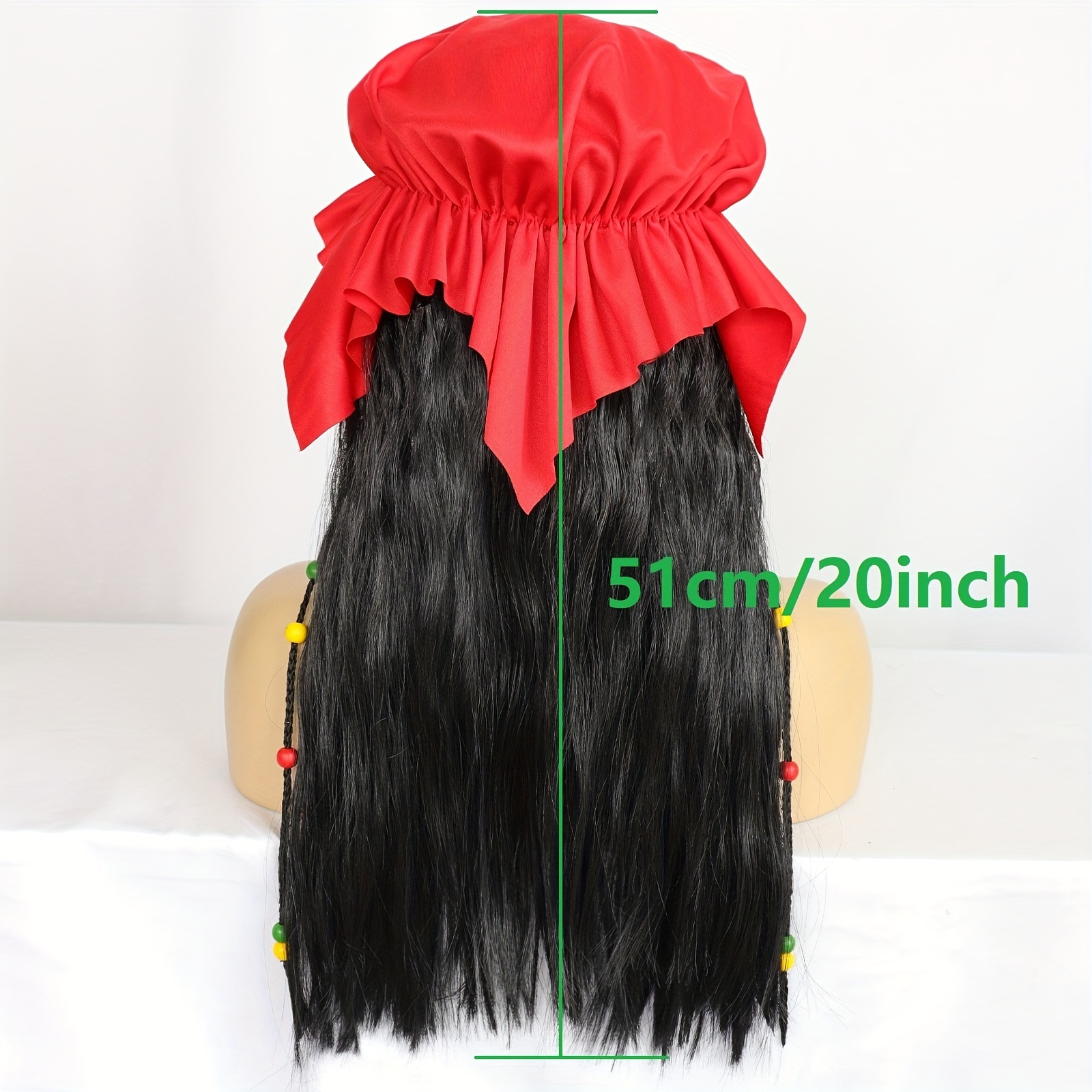 Pirate Wig Head Scarf Necklace Eye Patch Curly Anime Cosplay Wig