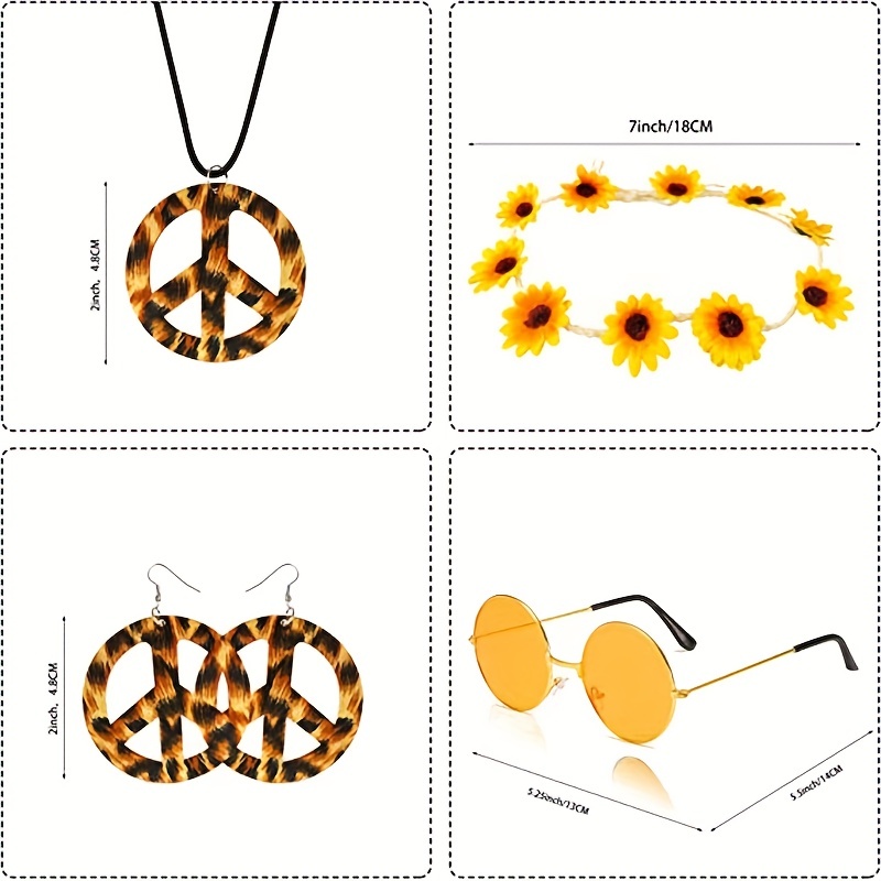 6/7 Pezzi/set Set Costume Hippie Donna Accessori Logo Pace - Temu