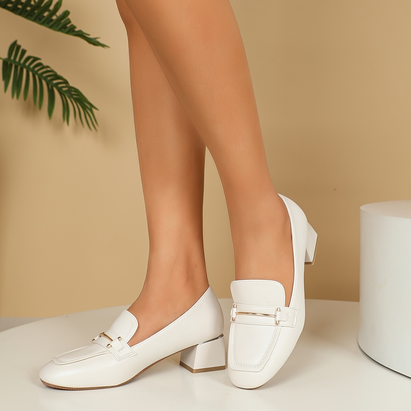 White pumps best sale slip on