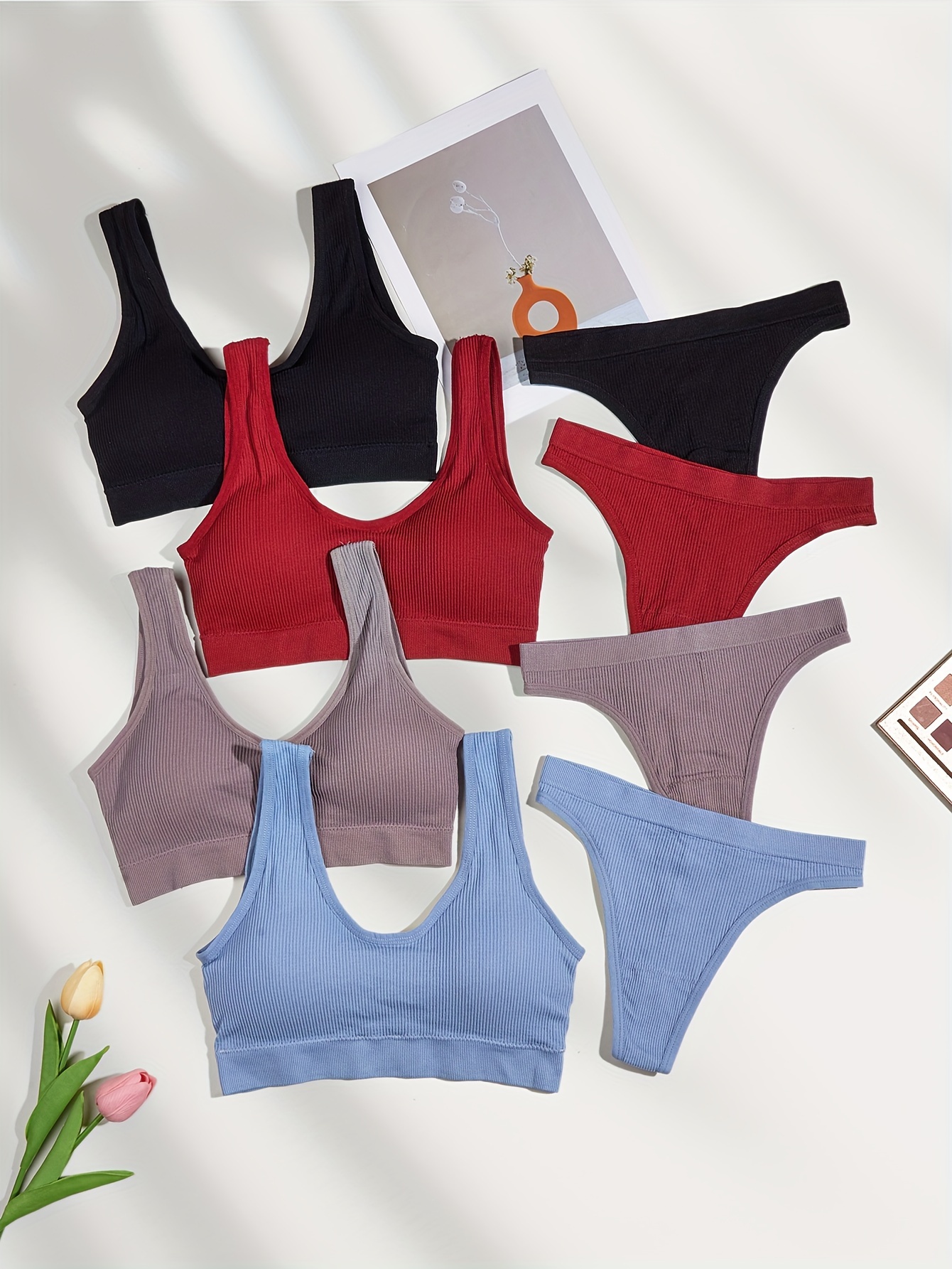 Contrast Mesh Bra & Panties, Cut Out Push Up Bra & Elastic Thong Lingerie  Set, Women's Lingerie & Underwear