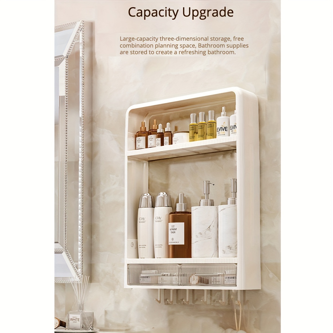 bathroom storage rack double layer wall