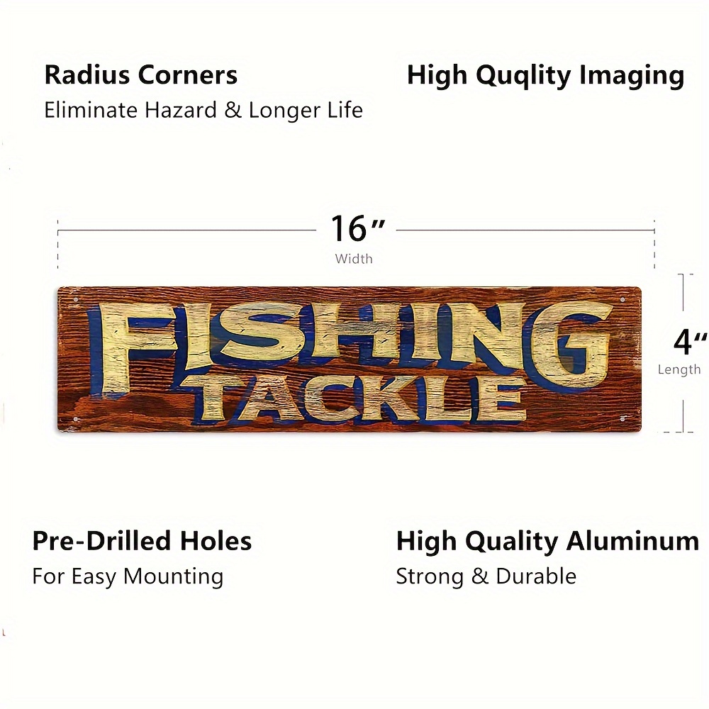 TIN SIGN Ice Bait Tackle Fish Fishing Beach Lake House Metal Sign Décor