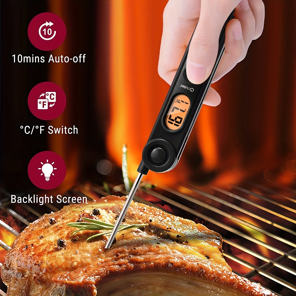 1pc Stainless Steel Instant Read Thermometer,Meat Thermometer Digital,Deep  Fryer Turkey Thermometer With Clip,Stainless Steel Fry Oil Thermometer,  Food Thermometer For Candy And Meat Cooking,Kitchen Accessaries For  Meat/Food Cooking and Grilling/Oven