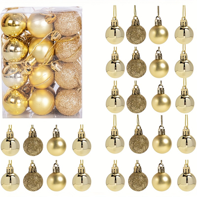 TEMU Set/24pcs, Mini Shatterproof Christmas Balls Tree Ornaments Party Decoration Christmas Decor Supplies