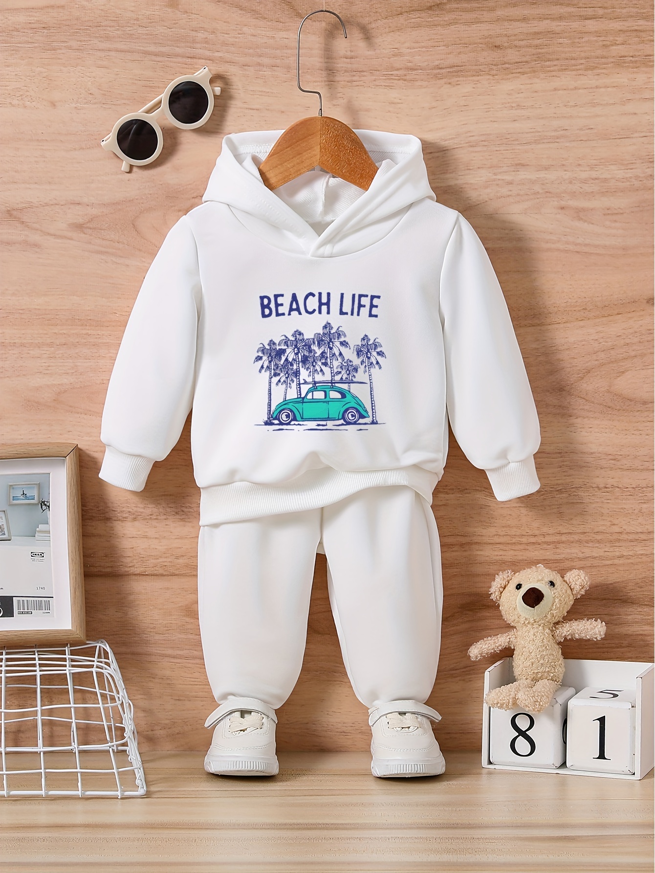 Conjunto de ropa para niños de 1 a 5 años, sudadera con capucha de manga  larga con estampado de letras para bebés y niños pequeños