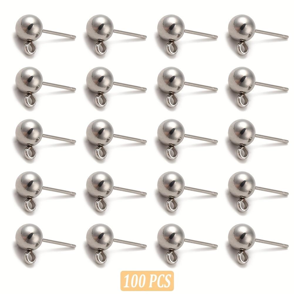 304 Stainless Steel Stud Earring Findings With Loop Ear - Temu